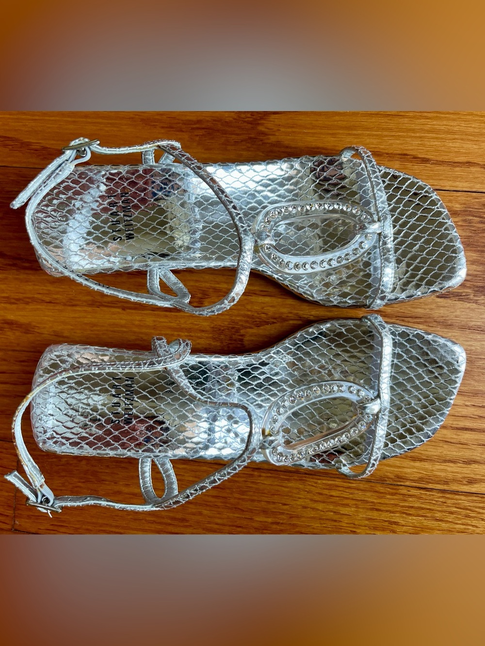 Stuart Weitzman Clear and Silver Block Heel Sandals